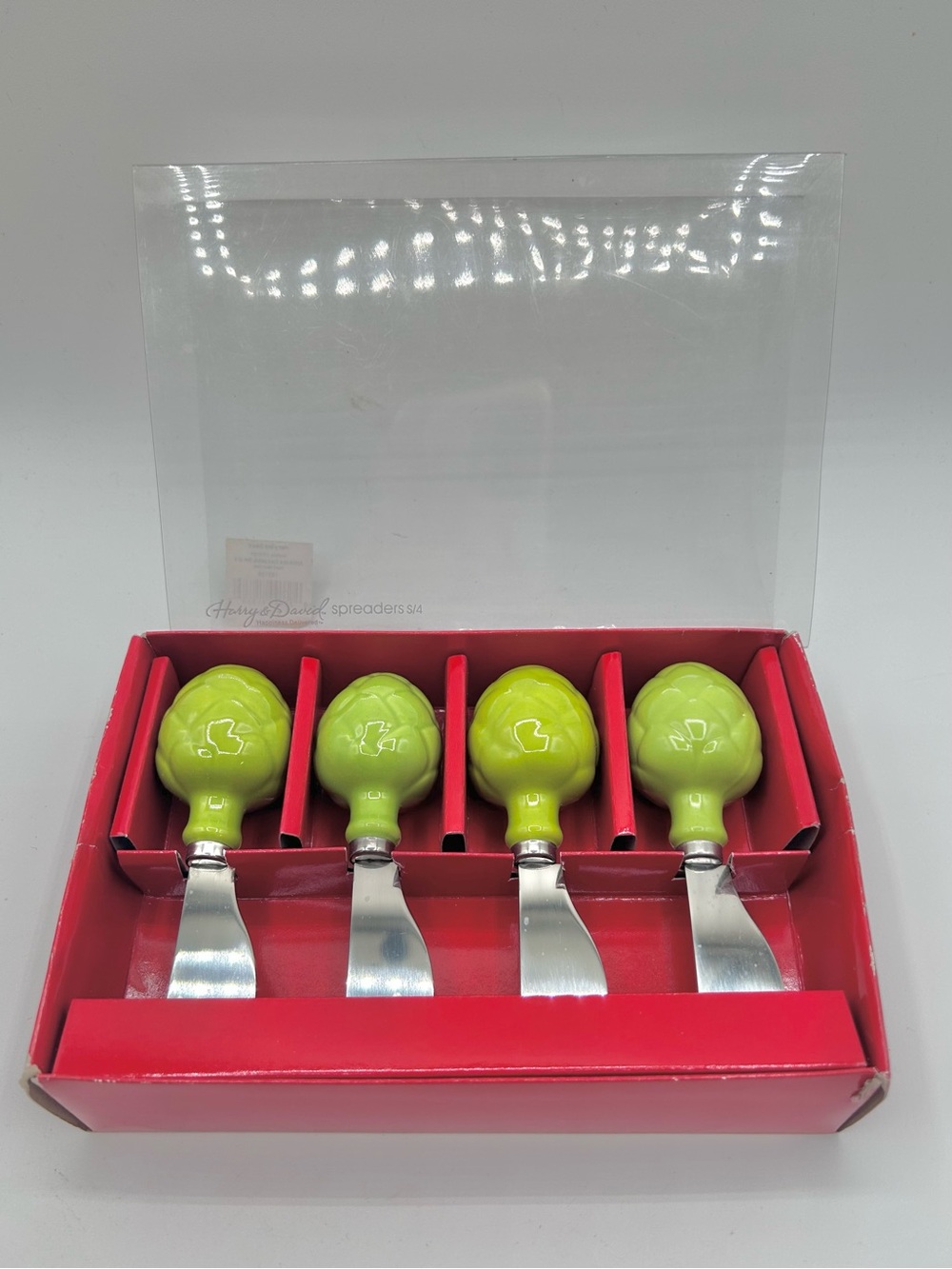 Harry & David Artichoke Cheese Spreader Knives Charcuterie Board Set of 4
